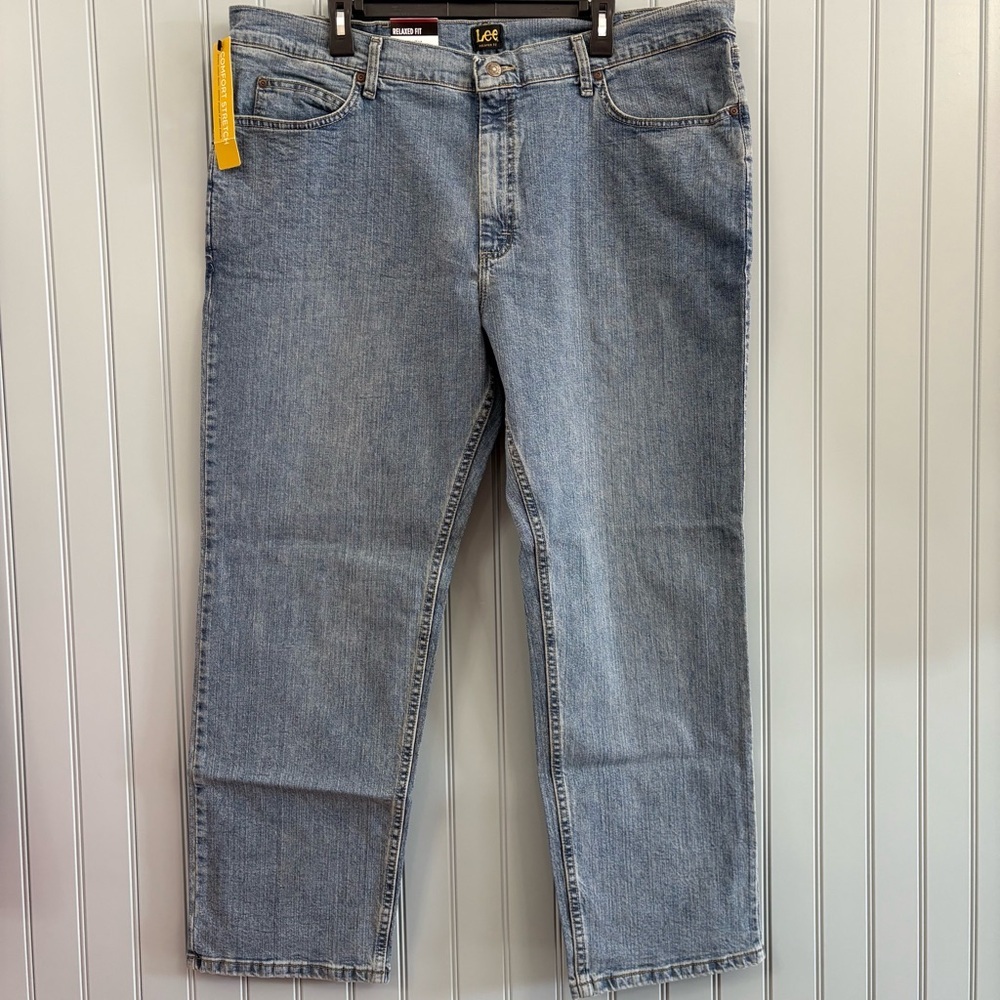Lee Men's Light Blue Relaxed Straight Leg Jeans Size 42X30